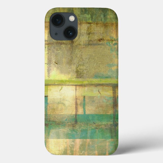 Gilded Turquoise and Green Abstract Painting Case-Mate iPhone Case (Back)