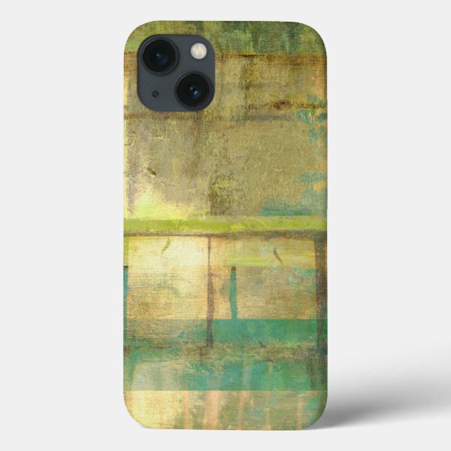 Gilded Turquoise and Green Abstract Painting Case-Mate iPhone Case (Back)