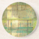 Gilded Turquoise and Green Abstract Painting Coaster<br><div class="desc">An abstract painting by Jennifer Goldberger that utilises shades of gilded turquoise and green to create a warm,  familiar feeling. A nice stroll through the woods during the spring or summer would yield some of these same colours. Bring the gift of nature to your home by purchasing this piece!</div>