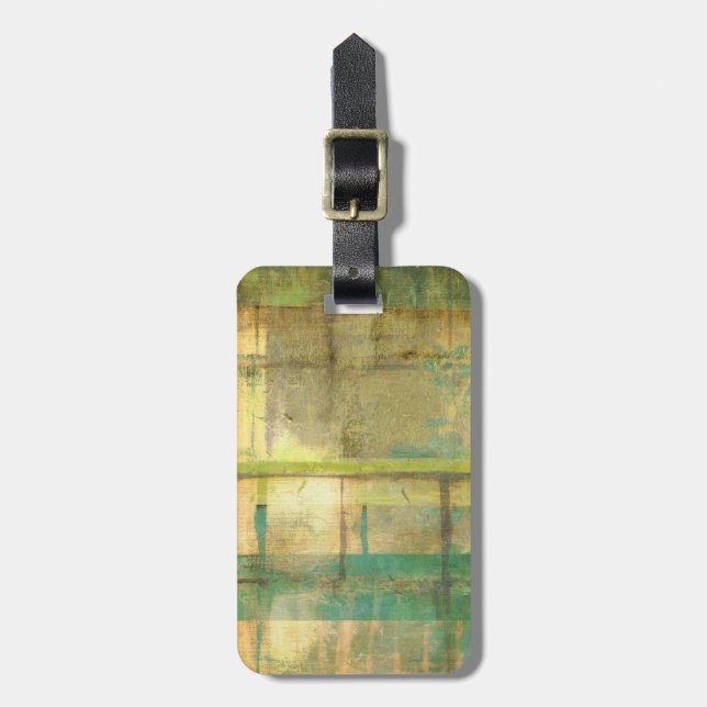Gilded Turquoise and Green Abstract Painting Luggage Tag (Front Vertical)