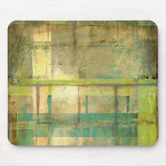 Gilded Turquoise and Green Abstract Painting Mouse Mat (Front)