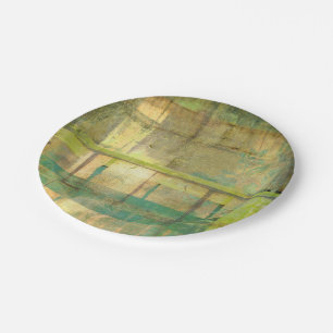 Gilded Turquoise and Green Abstract Painting Paper Plate