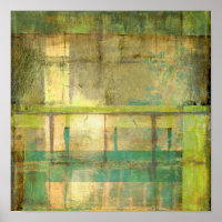 Gilded Turquoise and Green Abstract Painting