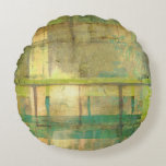 Gilded Turquoise and Green Abstract Painting Round Cushion<br><div class="desc">An abstract painting by Jennifer Goldberger that utilises shades of gilded turquoise and green to create a warm,  familiar feeling. A nice stroll through the woods during the spring or summer would yield some of these same colours. Bring the gift of nature to your home by purchasing this piece!</div>
