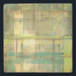 Gilded Turquoise and Green Abstract Painting Stone Coaster<br><div class="desc">An abstract painting by Jennifer Goldberger that utilises shades of gilded turquoise and green to create a warm,  familiar feeling. A nice stroll through the woods during the spring or summer would yield some of these same colours. Bring the gift of nature to your home by purchasing this piece!</div>