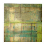 Gilded Turquoise and Green Abstract Painting Tile<br><div class="desc">An abstract painting by Jennifer Goldberger that utilises shades of gilded turquoise and green to create a warm,  familiar feeling. A nice stroll through the woods during the spring or summer would yield some of these same colours. Bring the gift of nature to your home by purchasing this piece!</div>
