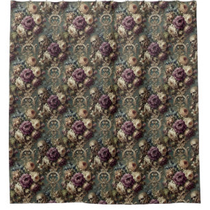 Gilded Unease – Gothic Victorian Floral Design Shower Curtain