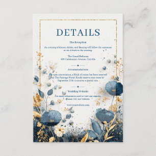 Gilded Wildflower Navy and Gold Wedding Enclosure Card