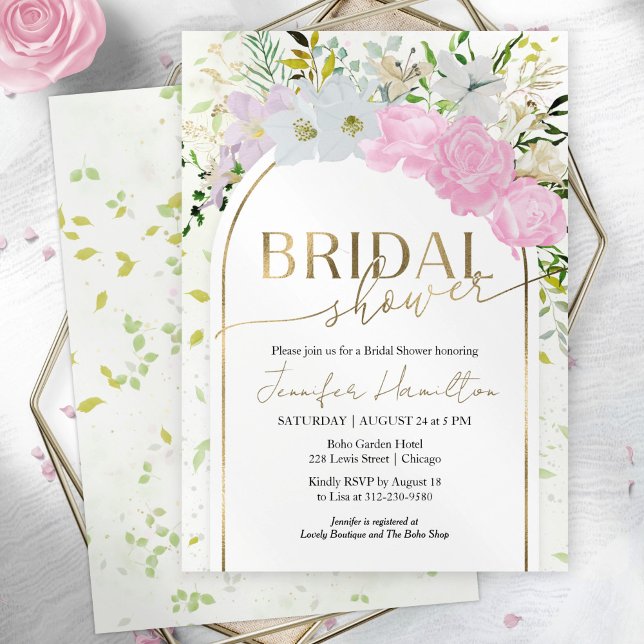 Gilded  Wildflower Spring Bridal Shower Invitation (Creator Uploaded)