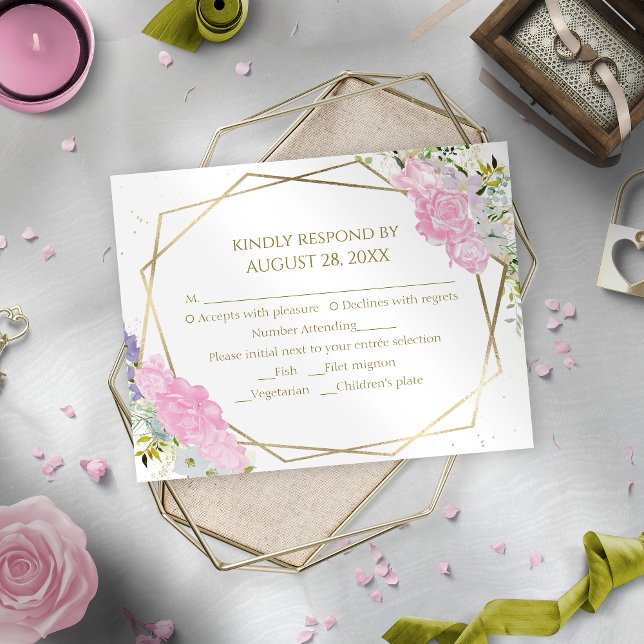 Gilded Wildflower Spring Wedding RSVP Cards (Creator Uploaded)