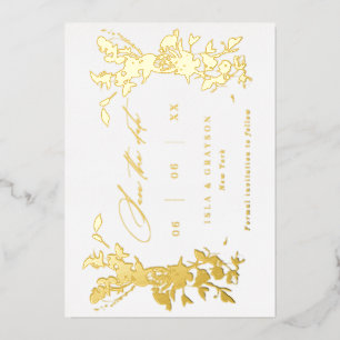 Gilded Wildflowers Wedding Save The Date Gold