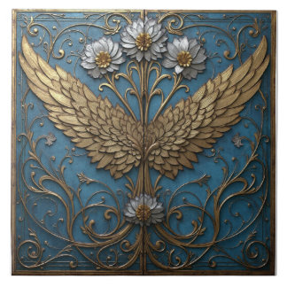 Gilded Winged Floral Tile