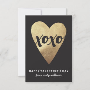 Gilded XOXO Classroom Valentine - Black Invitation