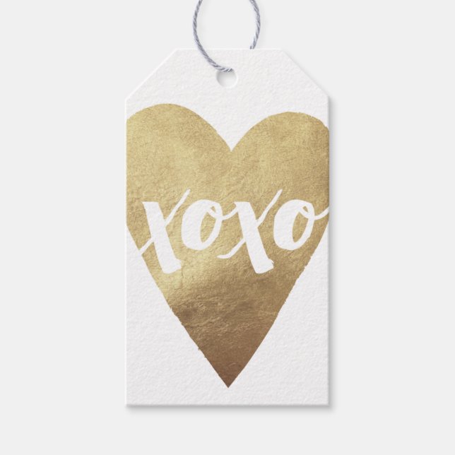 Gilded XOXO Valentine's Day Gift Tag - White (Front)