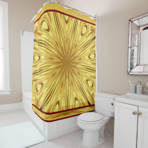 Gilded Zenith: Opulent Swirl Crimson Gold Luxury Shower Curtain