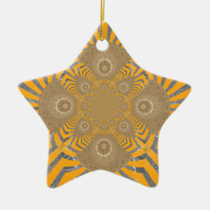 Gilded Zephyr: Elegance in Golden Yellow & Chrome Ceramic Tree Decoration