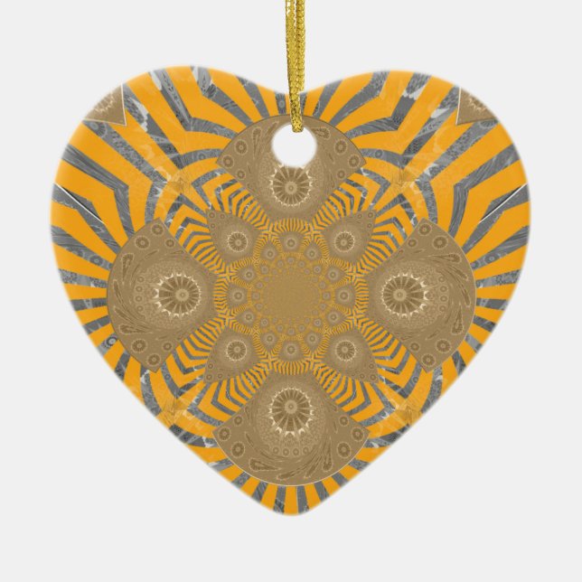 Gilded Zephyr: Elegance in Golden Yellow & Chrome Ceramic Tree Decoration (Front)