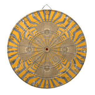 Gilded Zephyr: Elegance in Golden Yellow & Chrome Dartboard
