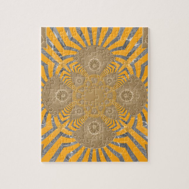 Gilded Zephyr: Elegance in Golden Yellow & Chrome Jigsaw Puzzle (Vertical)