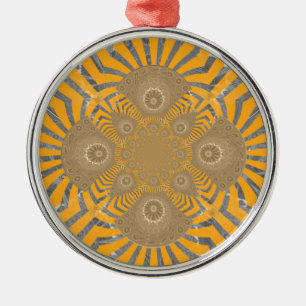 Gilded Zephyr: Elegance in Golden Yellow & Chrome Metal Tree Decoration