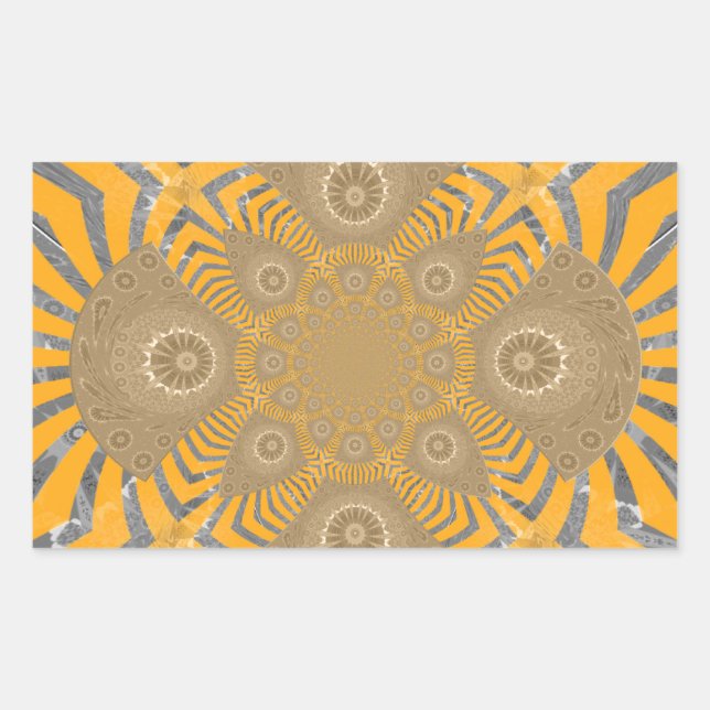 Gilded Zephyr: Elegance in Golden Yellow & Chrome Rectangular Sticker (Front)