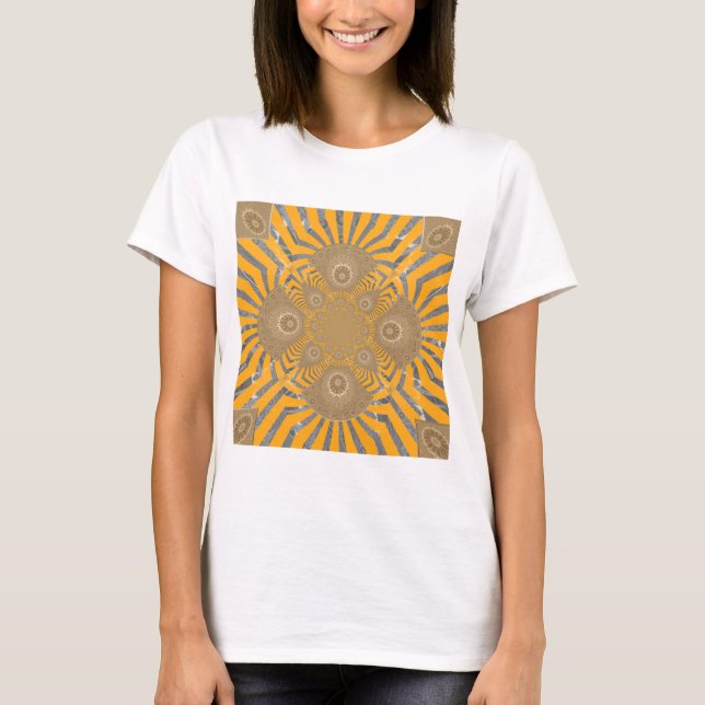 Gilded Zephyr: Elegance in Golden Yellow & Chrome T-Shirt (Front)