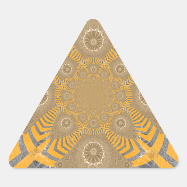 Gilded Zephyr: Elegance in Golden Yellow & Chrome Triangle Sticker (Front)