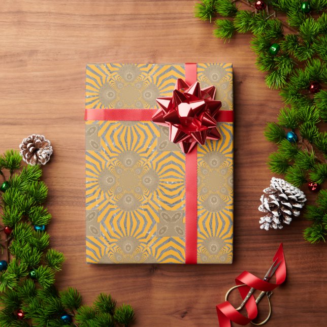 Gilded Zephyr: Elegance in Golden Yellow & Chrome Wrapping Paper (Holiday Gift)