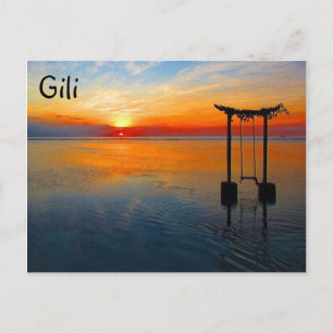 gili swing sunset postcard