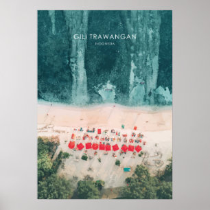 Gili Trawangan, Indonesia Travel Illustration Poster