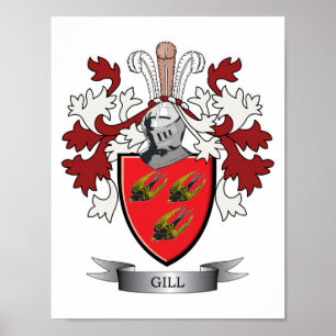 Gill Family Crest Coat of Arms Poster