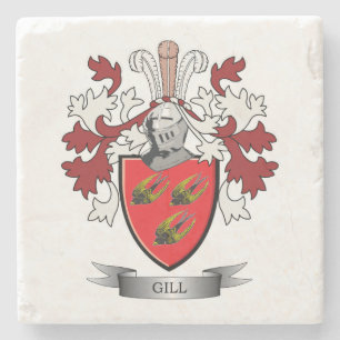 Gill Family Crest Coat of Arms Stone Coaster
