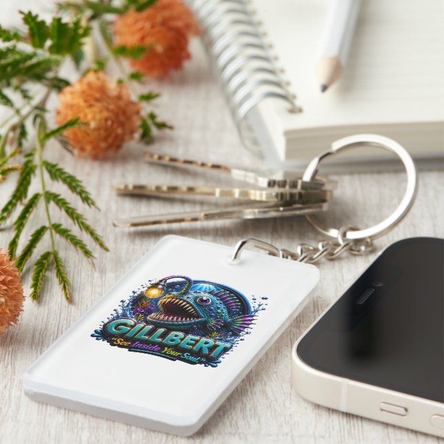 Gillbert Anglerfish – “See Inside Your Soul” Funny Key Ring (Front Right)