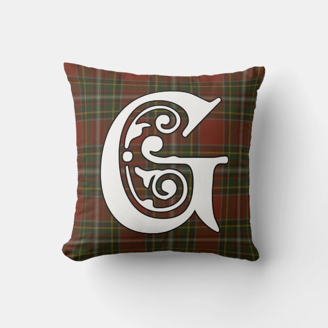 Gillespie Clan Tartan Monogram Cushion (Front)