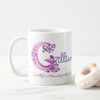 Gillian name meaning decorative G monogram mug