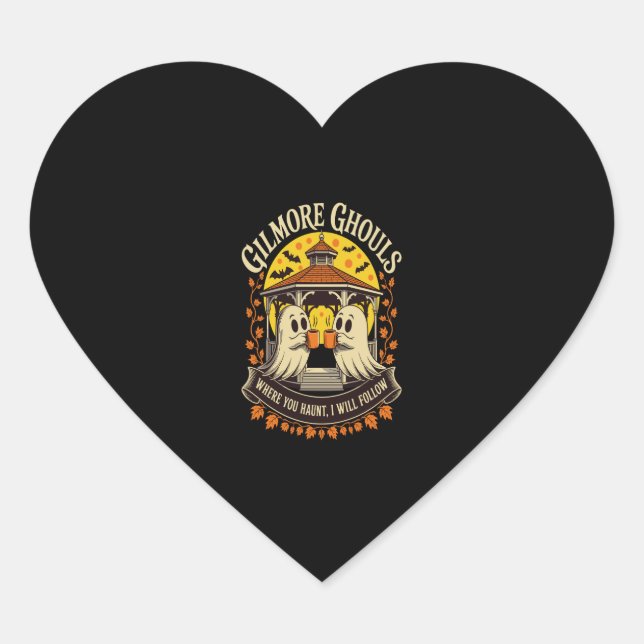 Gilmore Ghouls Halloween Ghost Heart Sticker (Front)
