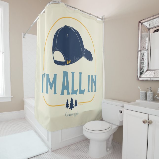Gilmore Girls I’m All In Luke’s Hat Shower Curtain (In Situ)