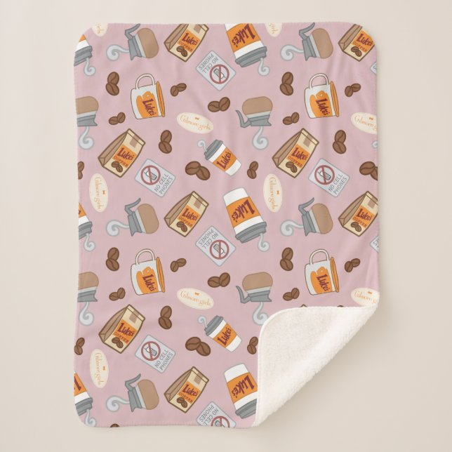 Gilmore Girls | Luke's Diner Coffee Pattern Sherpa Blanket (Front)