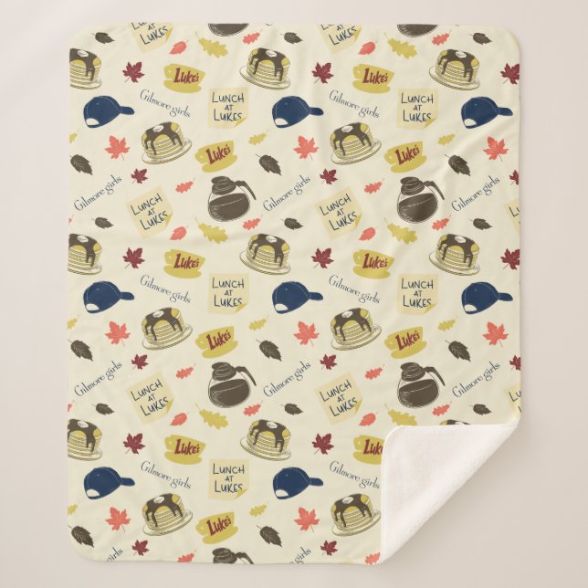 Gilmore Girls Lunch at Luke’s Pattern Sherpa Blanket (Front)