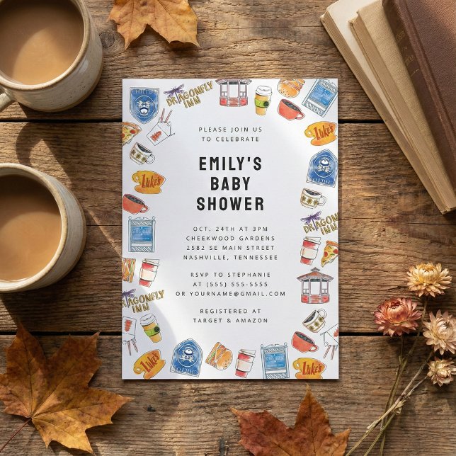 Gilmore Girls Watercolor Icons Baby Shower Invitation (Creator Uploaded)
