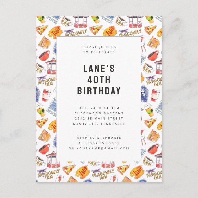 Gilmore Girls Watercolor Icons Birthday Postcard (Front)