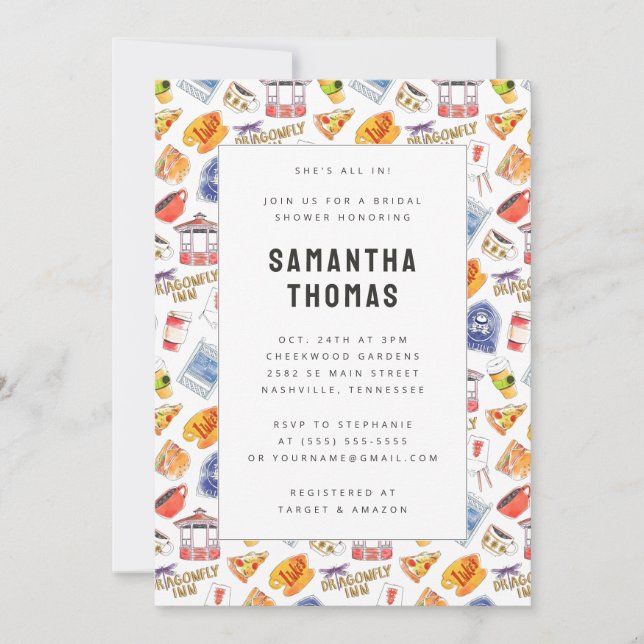 Gilmore Girls Watercolor Icons Bridal Shower Invitation (Front)
