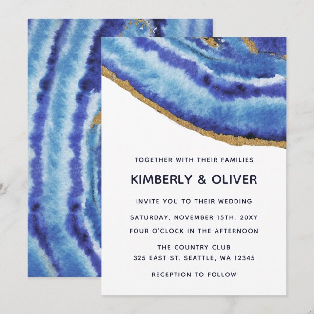 Gilt Agate Wedding Invitations (Front/Back)