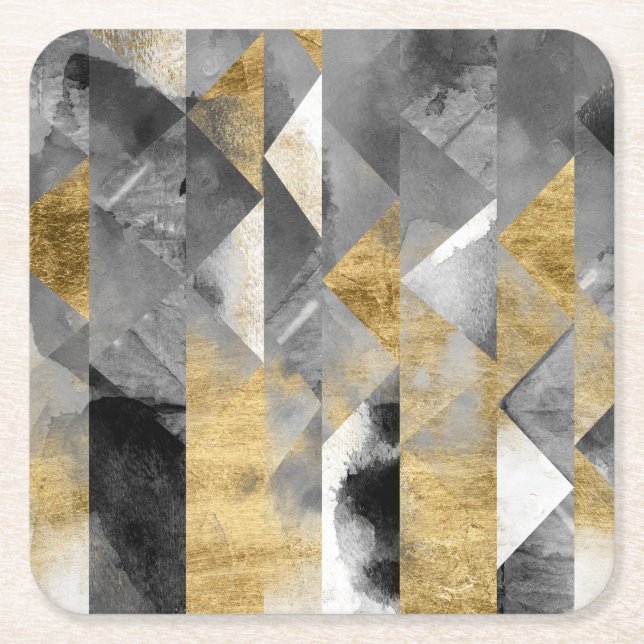 Gilt Reflections I Square Paper Coaster (Front)