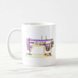 Sew Happy Vintage Singer Machine and Bobbins Coffee Mug by I Gotta Create!