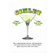Gimlet Martini Cocktail Recipe 18"x24" Art Poster