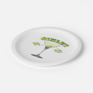 Gimlet Martini Cocktail Recipe Art  Paper Plate