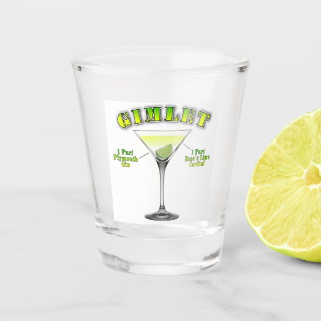 Gimlet Martini Cocktail Recipe Art Shot Glass (Front)