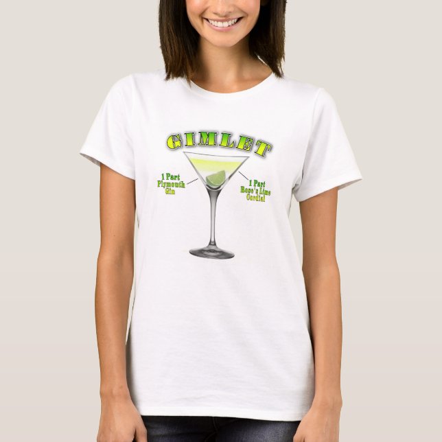 Gimlet Martini Cocktail Recipe Art T-Shirt (Front)
