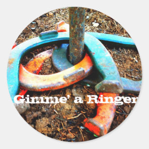 Gimme' a Ringer Horseshoe Pitching Gifts Classic Round Sticker
